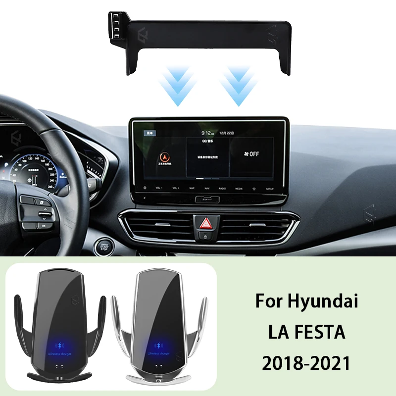 

Car Phone Holder Screen Panel Fixed Base For Hyundai LA FESTA 2018-2021 Car Mobile Phone Wireless Charging Mount Accessories