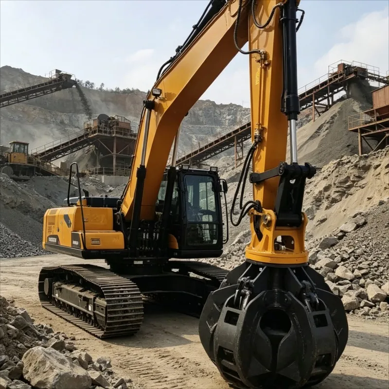 Customized Heavy Duty Hydraulic Rotating Grapple for MiniExcavator 4 Tine Orange Peel Lightweight