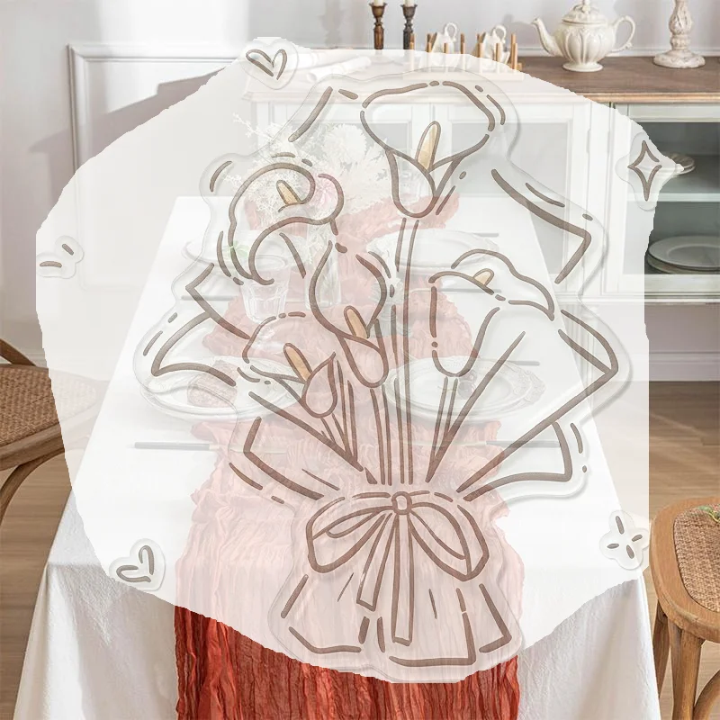 Boho Gauze Table Runner Crinkled Cheesecloth Table Runner For Wedding Bridal Shower Party Table Decor