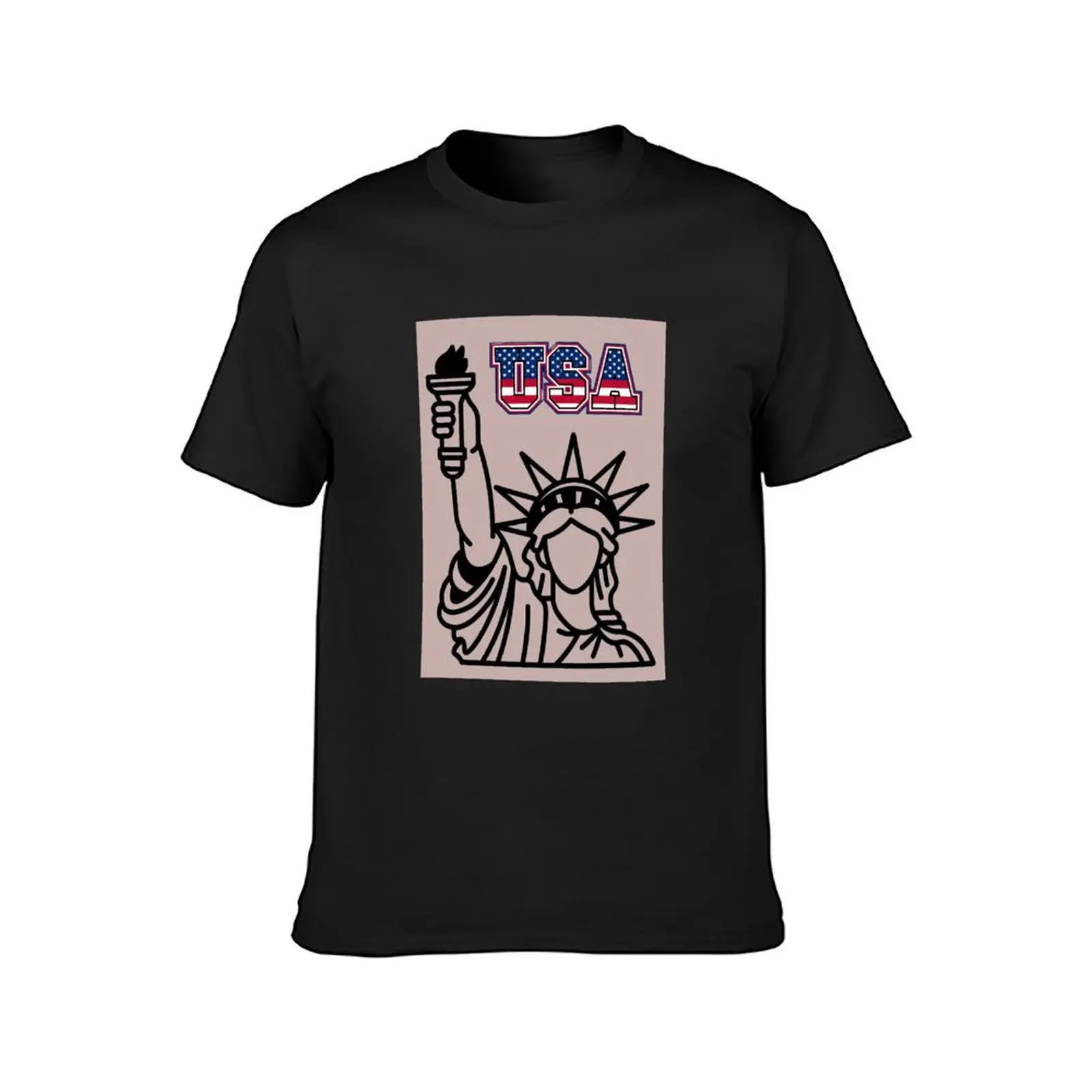 Statue of Liberty and USA inscription T-Shirt heavyweights sweat men clothings