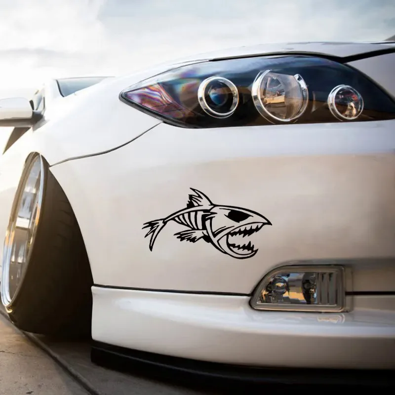 

1 шт. наклейка со скелетом акулы (черный, белый цвет/Горгический дизайн) водостойкая виниловая наклейка для декора автомобиля, ноутбука, телефона