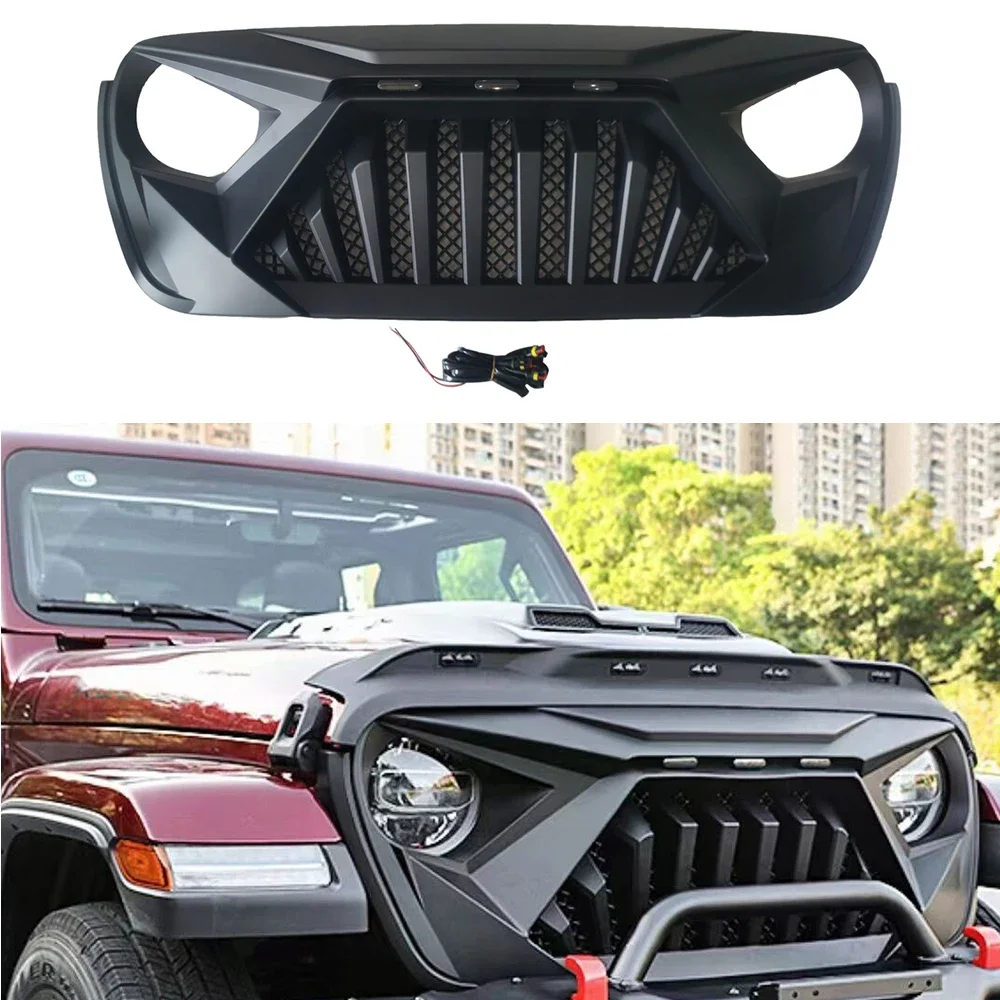 

SXMA JL1281 Front Grill Grids Black Car Body Kit Accessories Bumper Parts Front Grill For Jeep Wrangler JL 18+