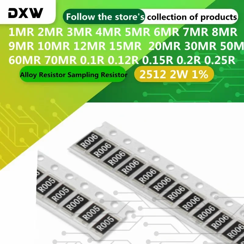 50-1000PCS Alloy Resistor Sampling 2512 5 10 100 150 25 50 1ohm R030 R040 R060 R200 R300 Detection Current High-Power Resistor
