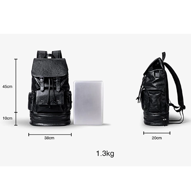 Phong Cách Mới Nam Dung Tích Lớn, Ba Lô Da PU Chất Lượng Cao Thời Trang Du Lịch SchoolBag Cổ Lưng Dành Cho Nam Giới.