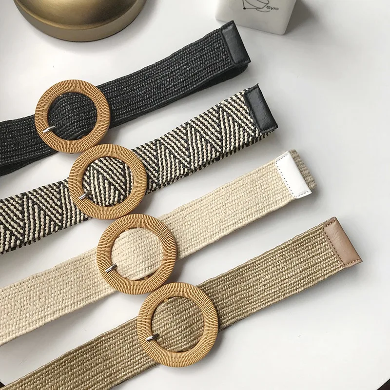Braided belt men and women punch-free wide version waist jacket dress belt elastic elastic elastic INS Wind Belt