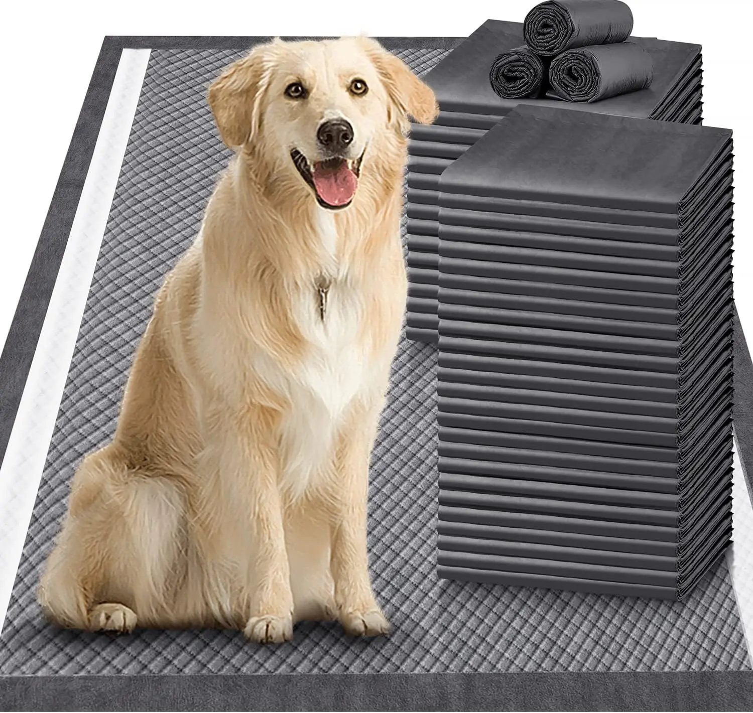 

Extra Large XXL Charcoal Dog Pee Pads - 9-Layer Ultra Absorbent, Leak-Proof for Puppy Training & Senior Pets