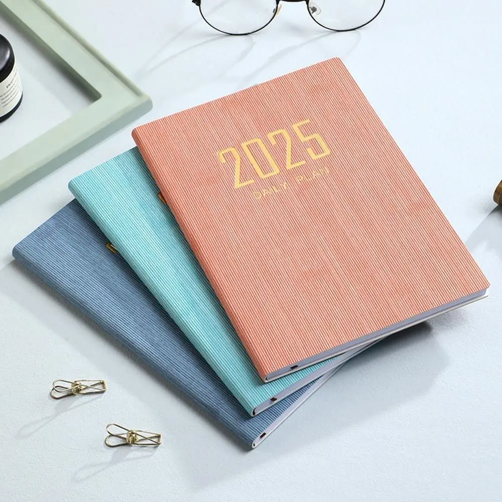 Simple A5 2025 Agenda Book with Calendar PU Leather Cover 2025 Planner Notebook Daily Weekly Monthly Planner Notebook