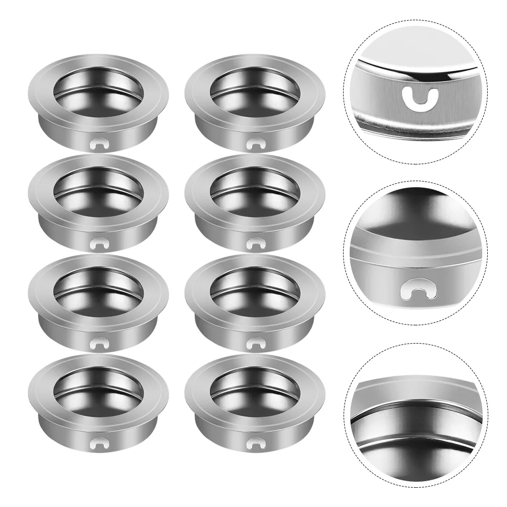

8 Pcs Drawer Handle Furniture Pull Wardrobe Stainless Flush Door Steel Invisible Handles Rod