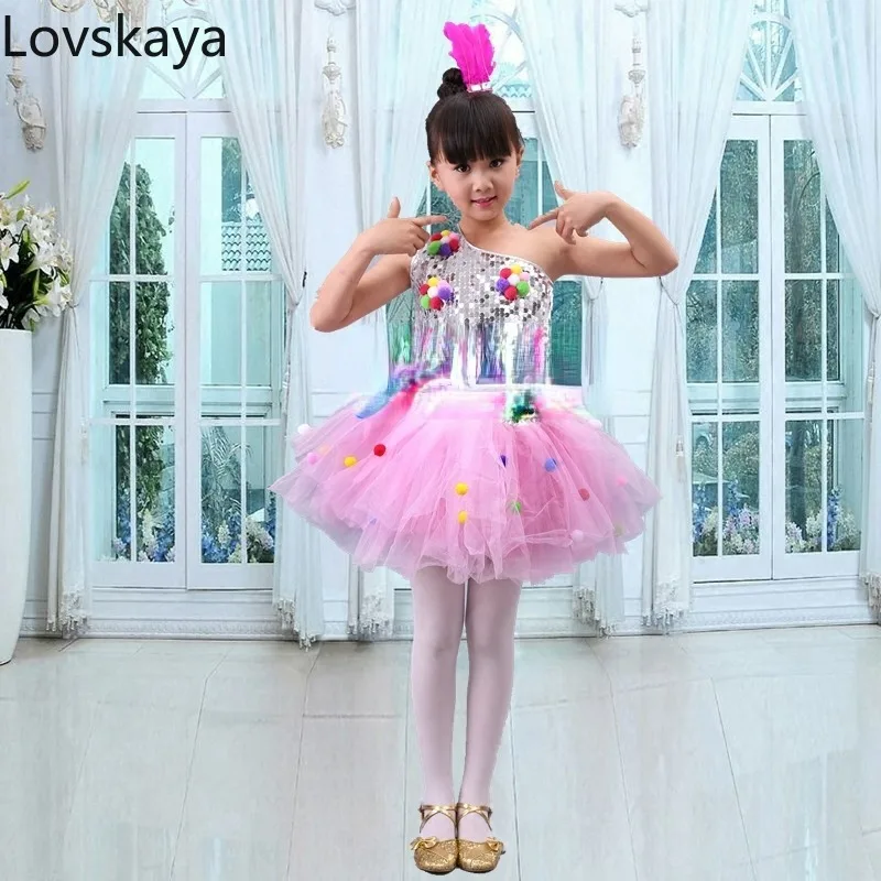 New colorful ball performance clothing children Princess Dress boys and girls sequins jazz dance clothes skirt