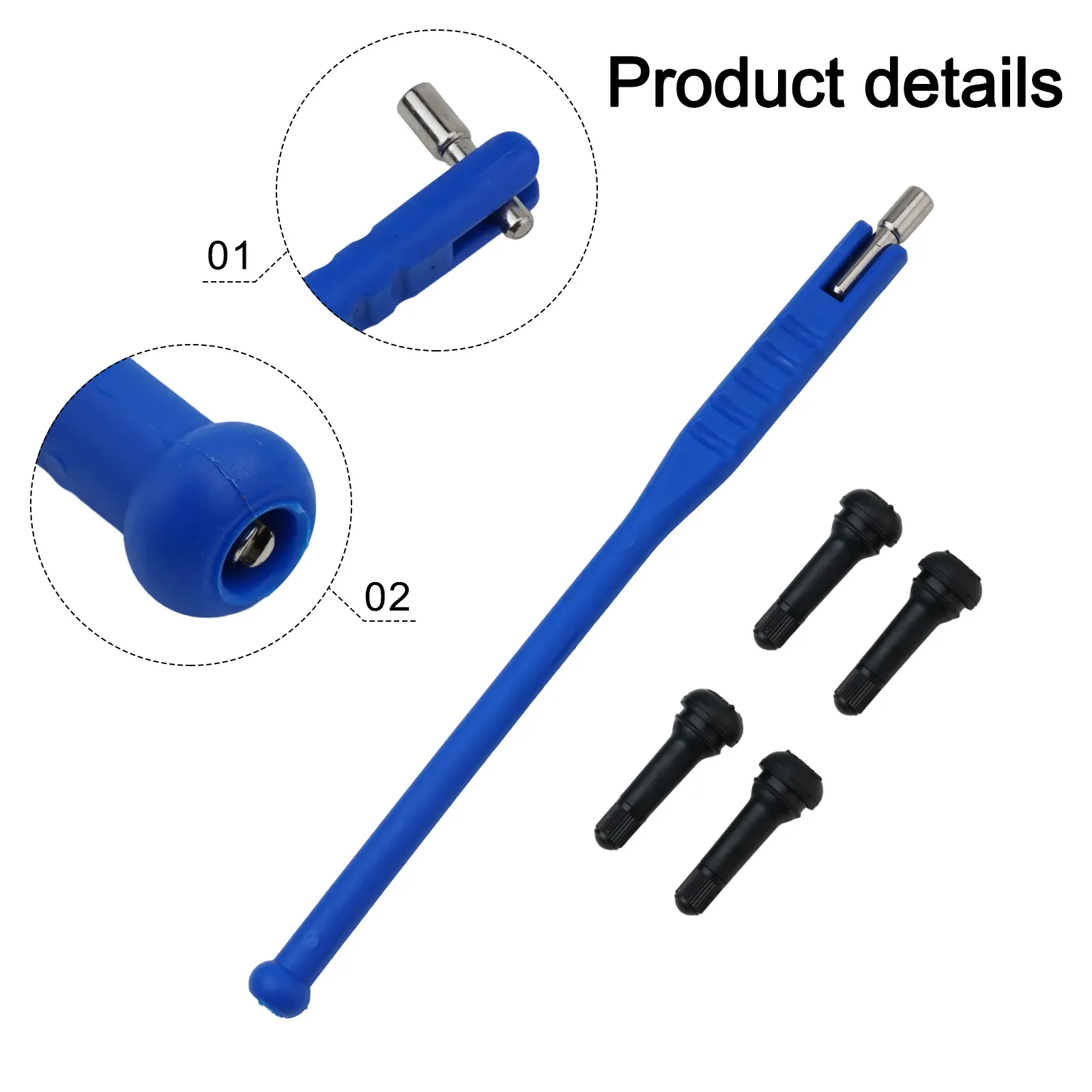 Долговечная производительность и изменение клапана для шин TR414 Бескамерные резиновые клапаны для шин с синим пластиковым инструментом для штока