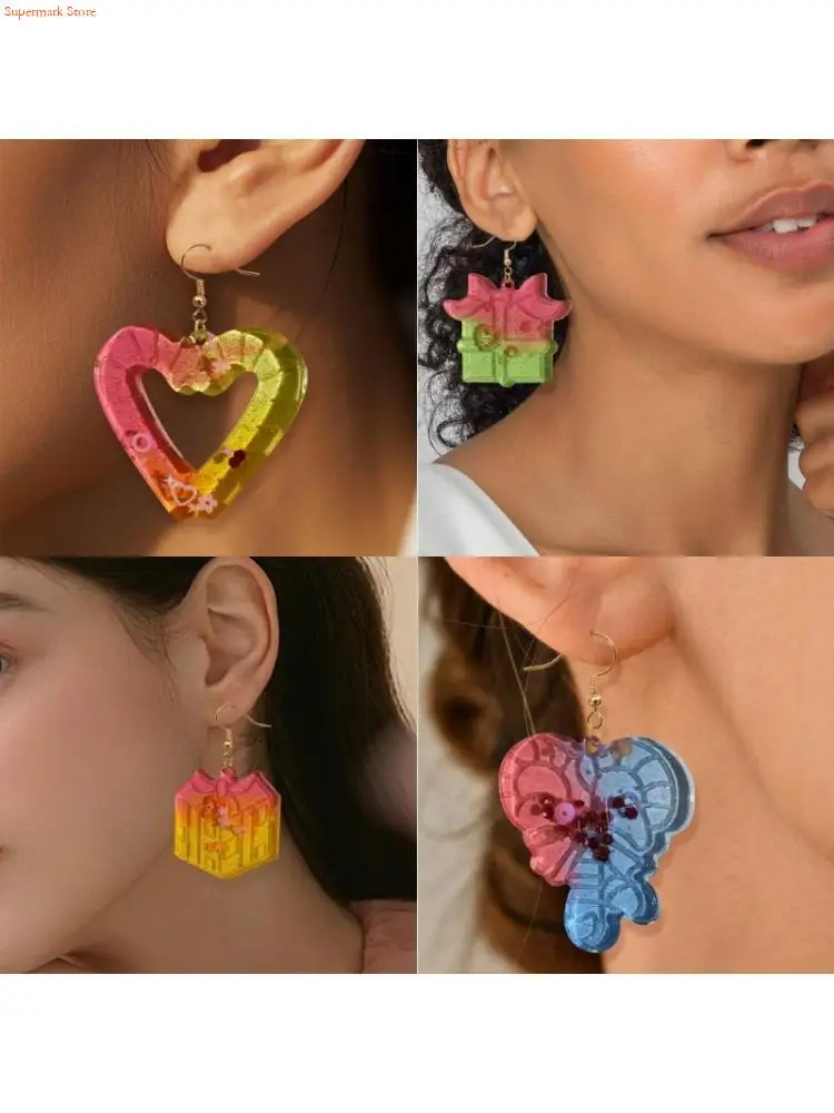 Q5WE Christmas Silicone Mold For Keychain Pendant Earring Charm DIY Resin Crafting