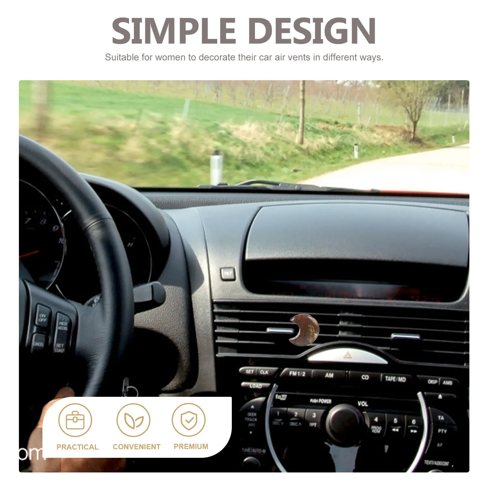 

2 Pcs Star Crystal Moon Decoration Decorations Car Outlet Clips Air Vent Accessories Stainless Steel Interior Ornament