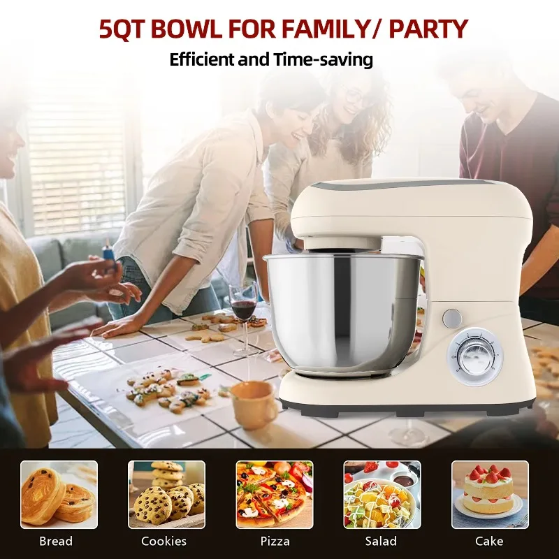 トップシェフ フードミキサー 5L 生地ミキサー ケーキミキサー 6段階速度調整 キッチン ベーカリー機器