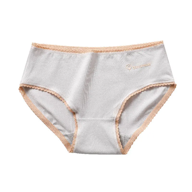 Mid-Rise Cotton Panties Japanese Soft Comfortable Underwear Cream-colored Cute Sexy Lingerie Lace Girls Female Ladies Underpants