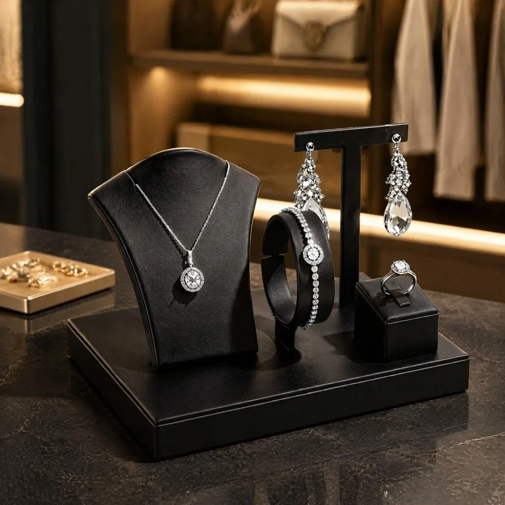 Multi-Functional Jewelry Display Stand Set Premium Style 4 in 1 Ring Bracelet Necklace Earring Holder Light Luxury Aesthetic