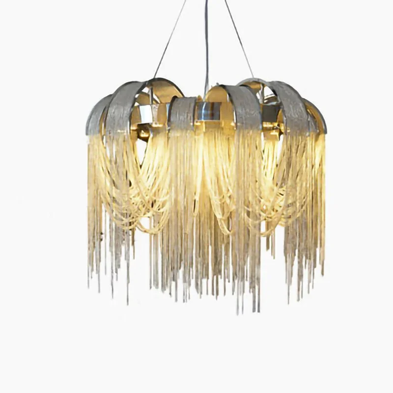 

Nordic New Tassel Chain Chandelier luxury hanging light suspension luminaire Chrome metel chandelier For Living Room Restaurant