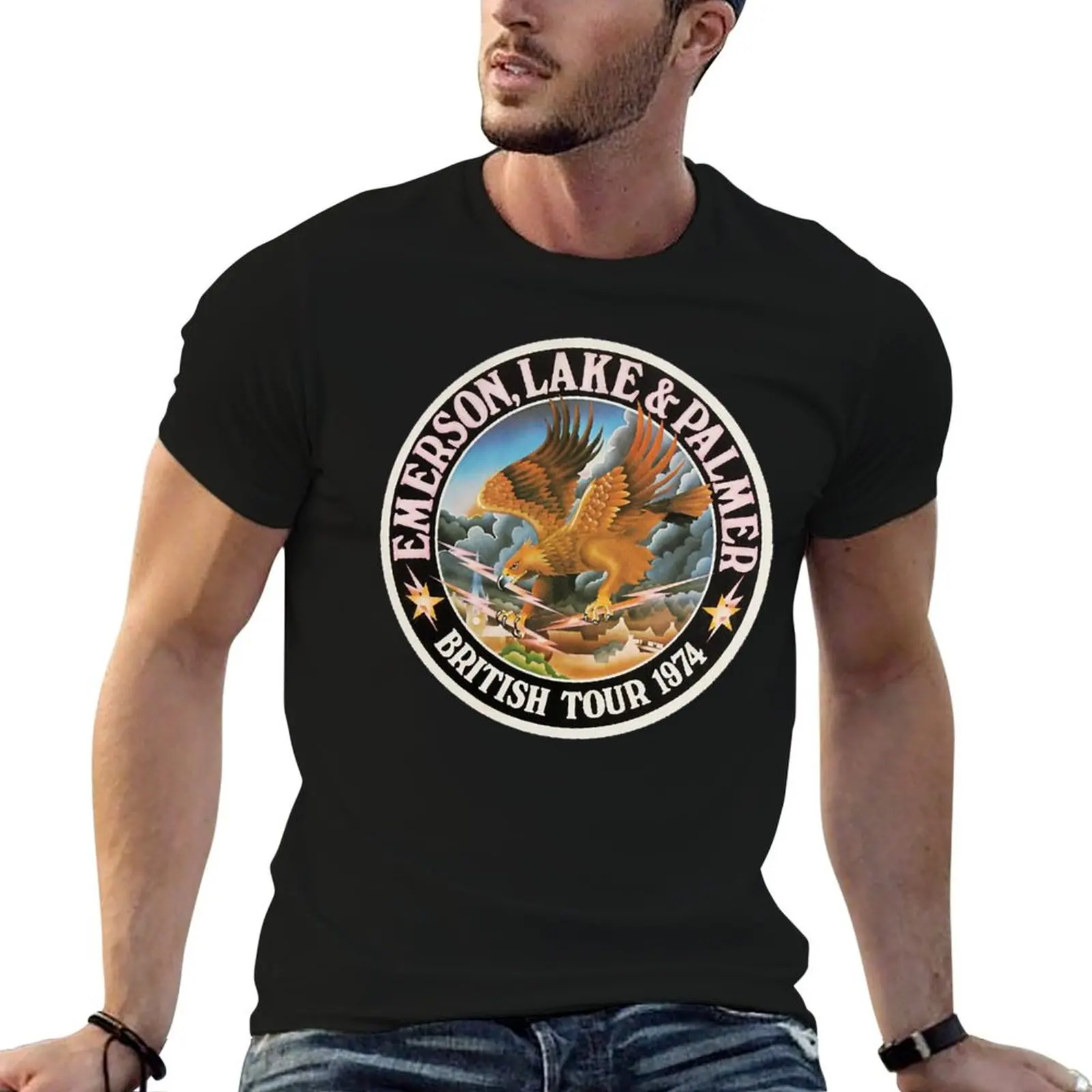 

Emerson, Lake _amp_ Palmer British Tour 1974 Logo T-Shirt luxury t-shirt tops oversizeds men graphic t shirts