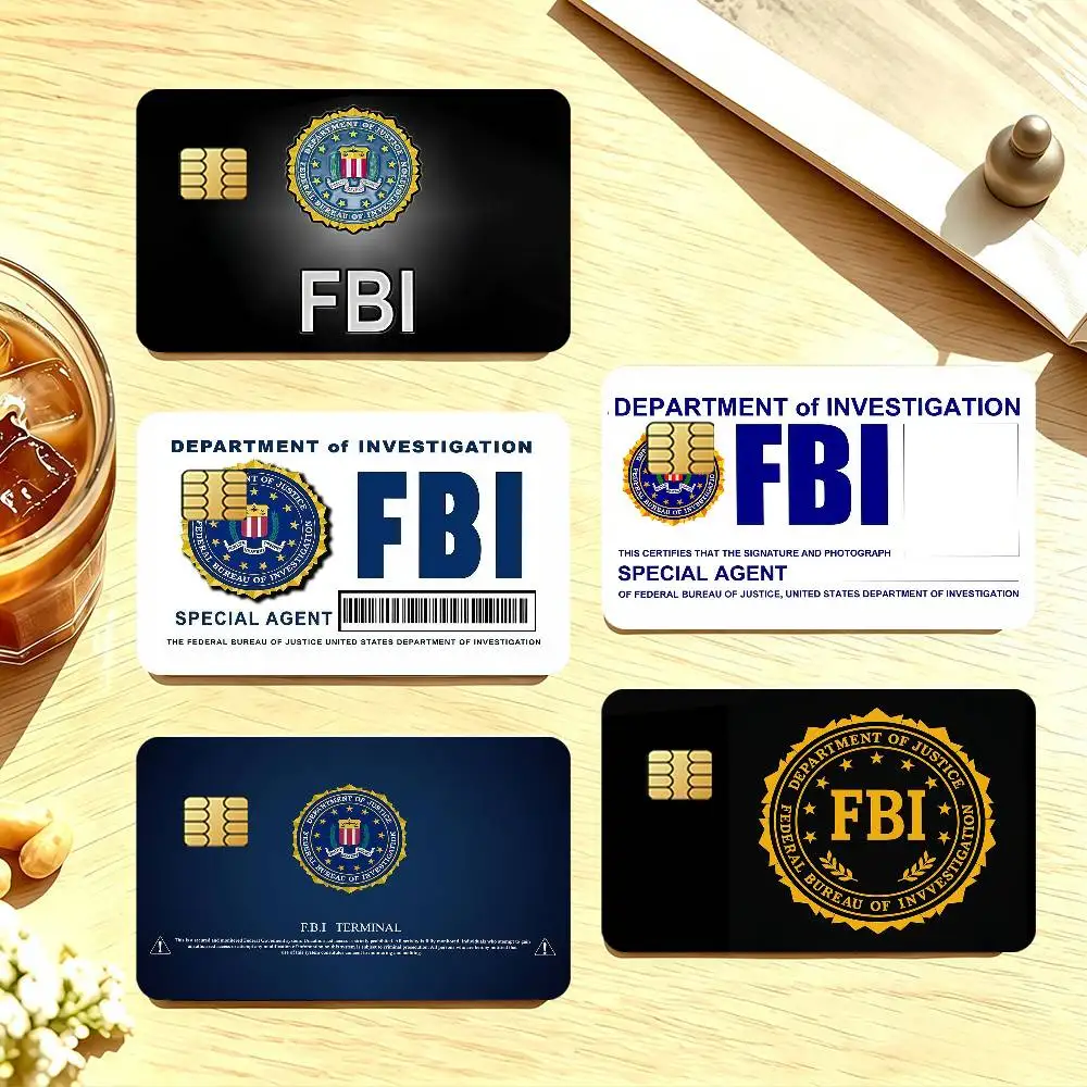 F-FBI F-Federal Bureau of Investigation Credit Card Public Transportation Cards Protective Sticker Card Face Decoration 4PCS