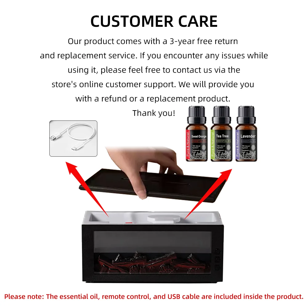 ناشر روائح اللهب السحري 300 مل |   LED وامض ملون + إيقاف وإيقاف تلقائي للتحكم عن بعد، هدية مثالية لمرطب الهواء