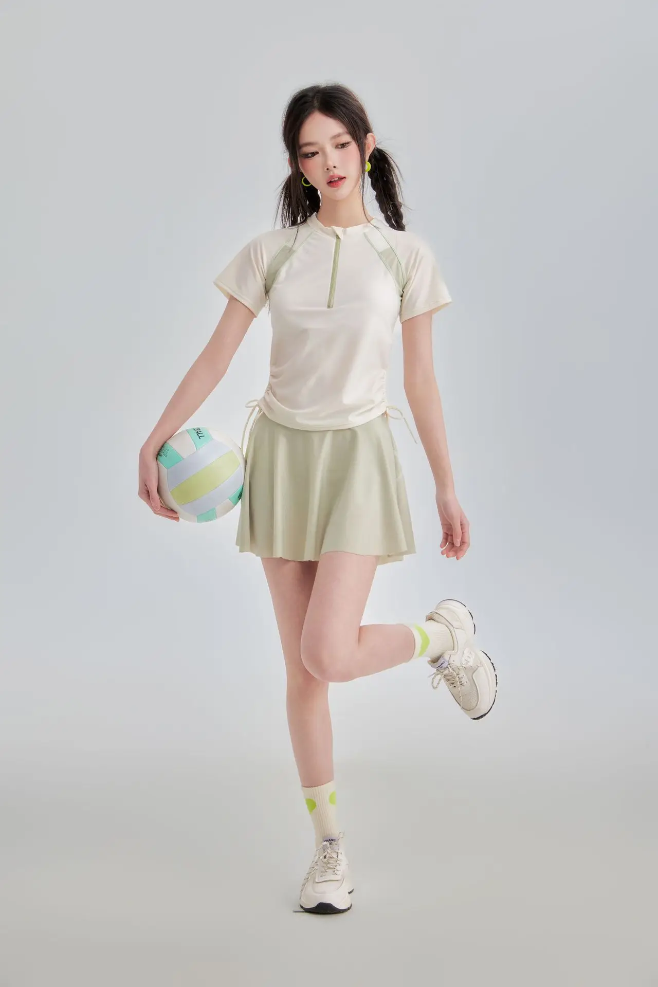 ملابس سباحة رياضية منقسمة جديدة من البوليستر لعام 2025 على طراز التنس تنورة كورية للطلاب بزاوية مسطحة ملابس سباحة بوريس 70 #2