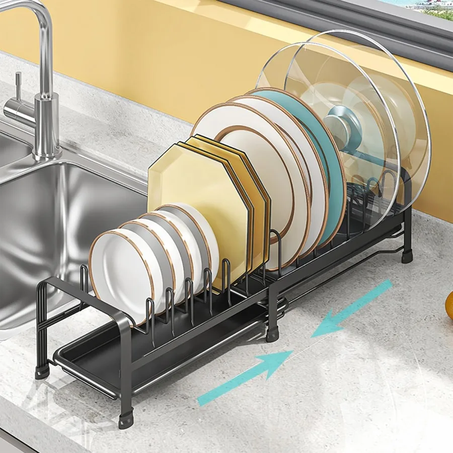 

Expandable Dish Rack for Kitchen Countertop Stainless Steel Compact Dish Drying Rack AntiRust Plate Rack Small Sink Dish Draine