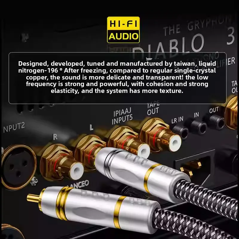 Tianji Third Generation TanGo Frozen 6N Single Crystal Copper 2RCA Audio Cable HIFI Amplifier CD Gallbladder Signal Cable