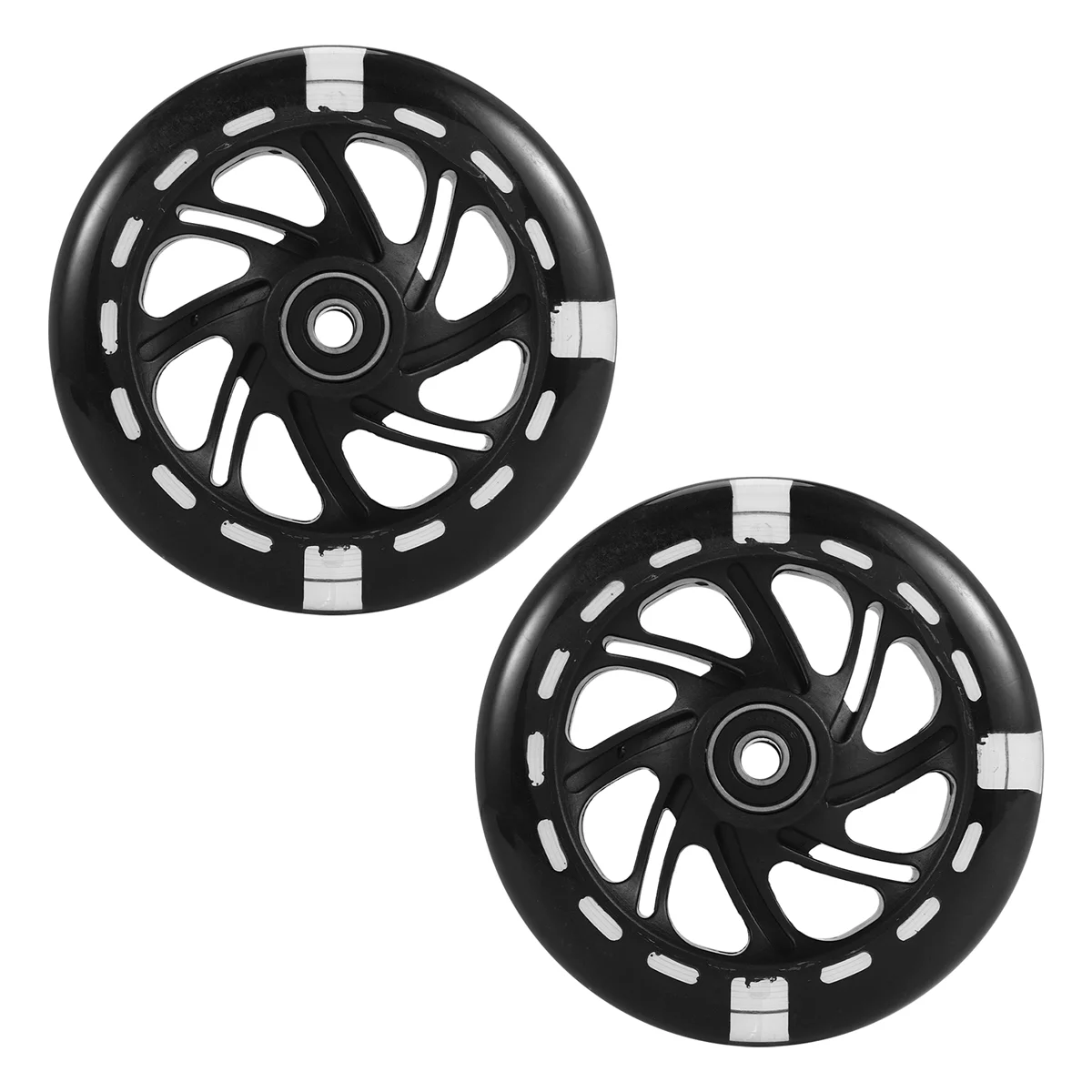 

1Pair 120mm Children Scooter LED Lights Flashing Wheels with Bearings Front/Rear LED Flashing Scooter Wheels,Black