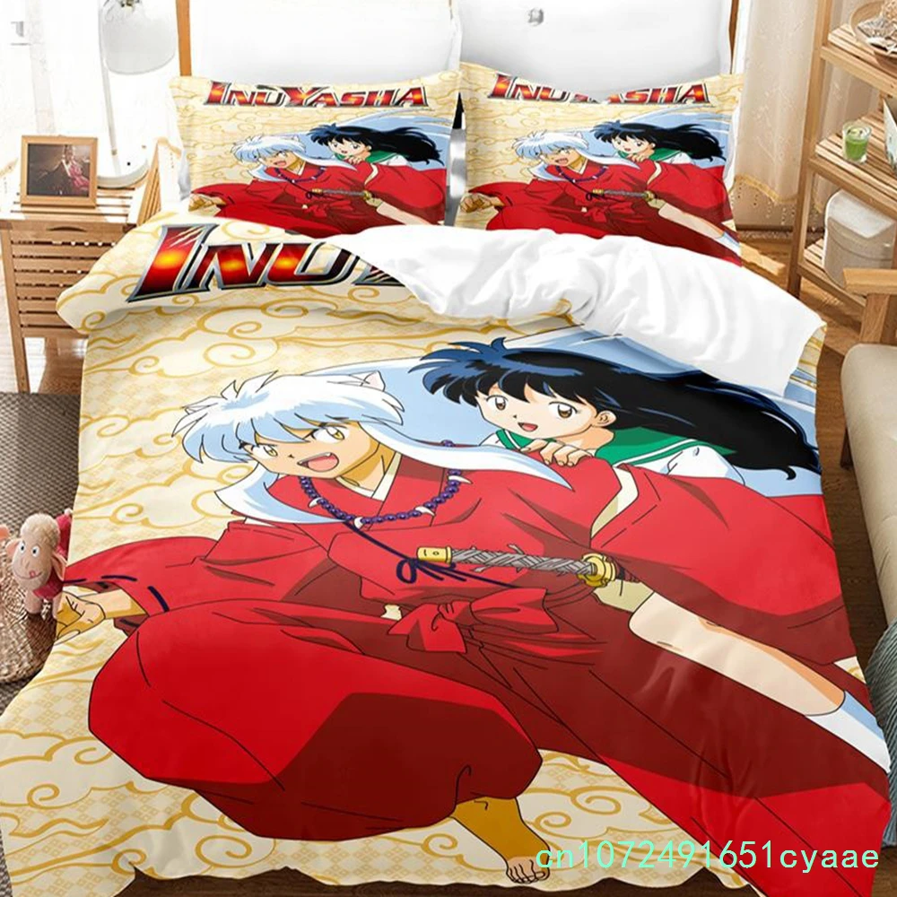 New Fashion Inuyasha Bedding Set Single Twin Full Queen King Size Bed Set Adult Kid Bedroom 3D Anime Bed Sheets And Pillowcases