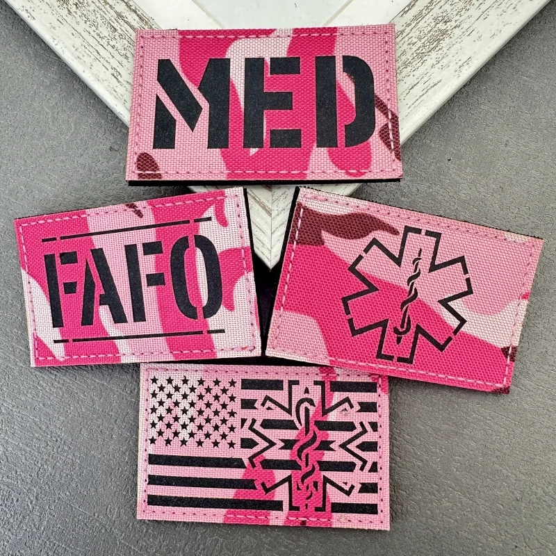 Parche táctico médico reflectante IR rosa para emergencias - imagen 2