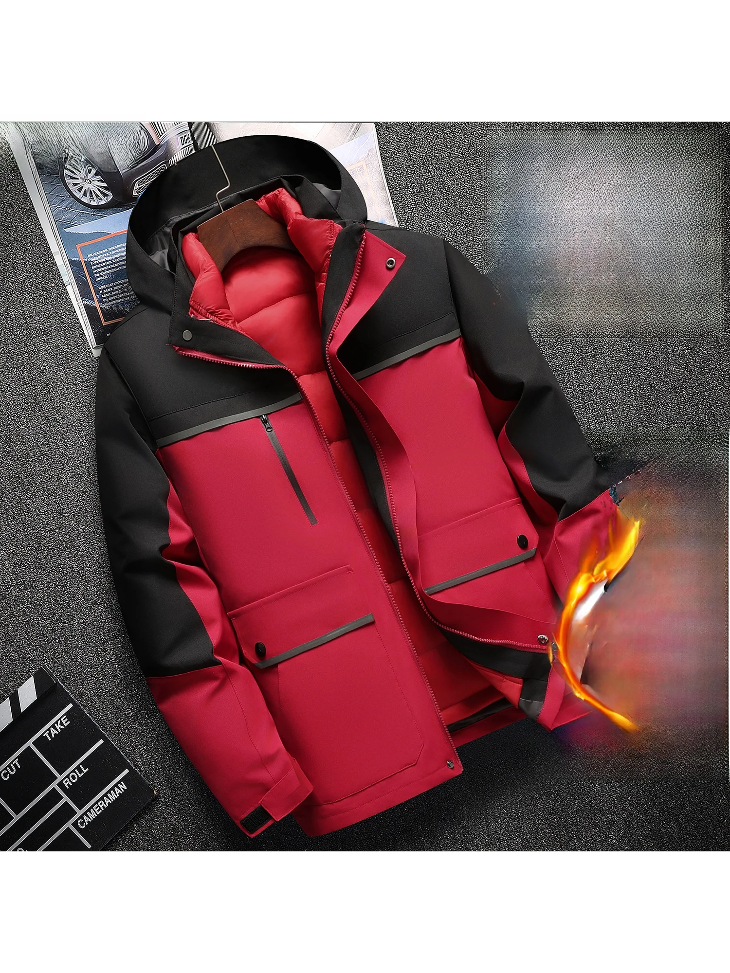 

Рабочая куртка из хлопка для мужчин, съемная, теплая, ветрозащитная, зимняя верхняя одежда, повседневный свободный крой, молодежная, из полиэфирного волокна