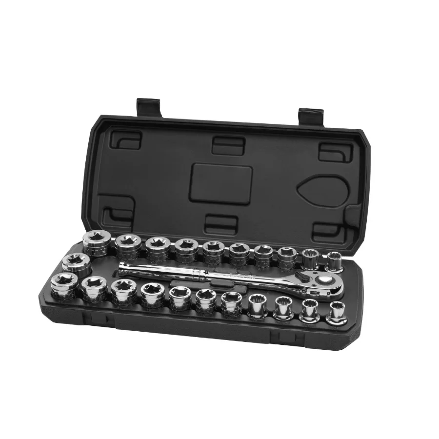 

23-Piece 1/2-Inch Drive Mechanics Set with Socket Wrench Ratchet and Sets Chrome Finish