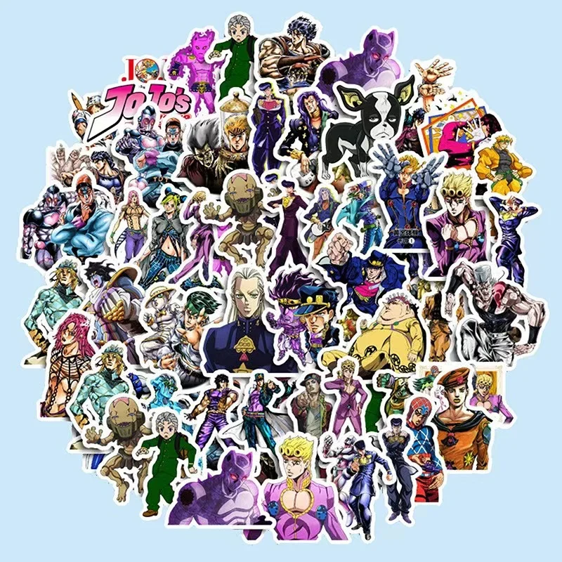 50 pz/set Anime JoJo Bizarre Adventure Adesivi Accessori Cosplay Prop PVC Impermeabile Cartoon Decal Sticker