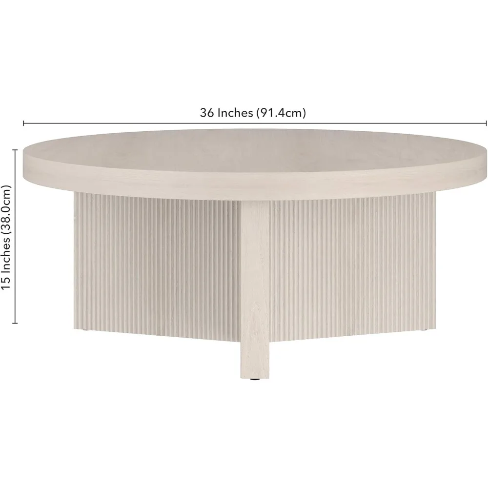 طاولة جانبية مستديرة قابلة للتكديس - أثاث داخلي خارجي من البولي راتان باللون البيج مع سطح من خشب السنط الصلب #3