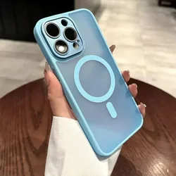 Luxury Magnetic Matte Translucent Case For iPhone 16 15 14 Plus 13 12 11 Pro Max For Magsafe Wireless Chargeing Cover