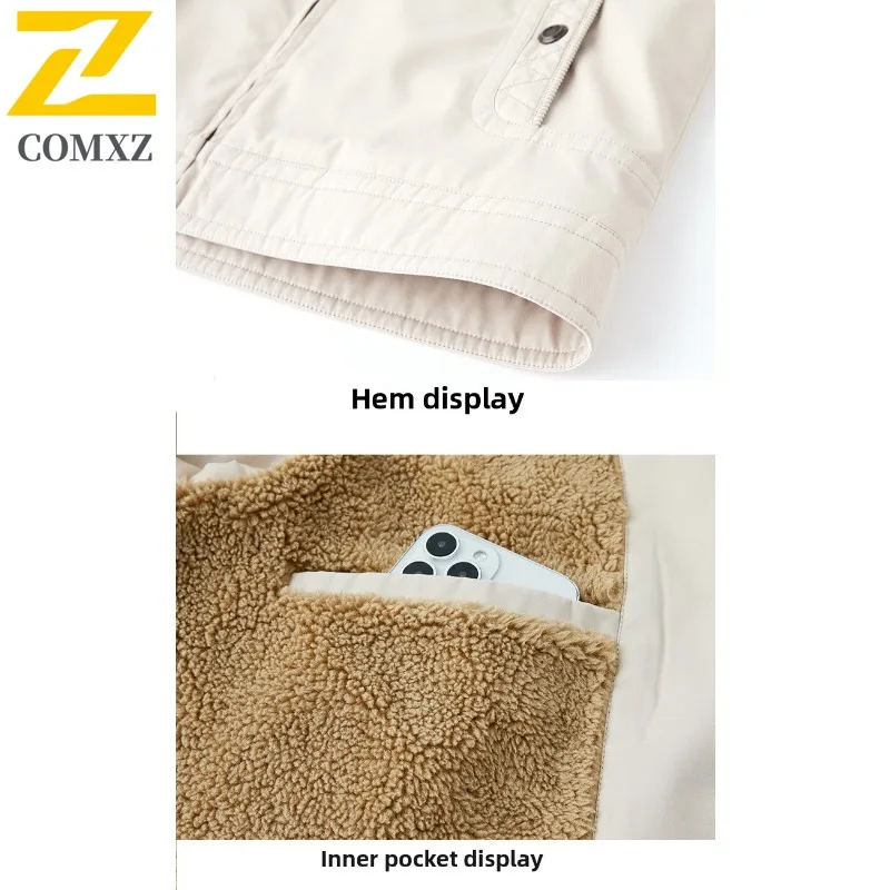 COMXZ Cappotto imbottito da uomo foderato in pile colletto alla coreana ispessito cappotto in cotone da trekking nuova giacca invernale casual calda vestibilità ampia retrò 2025