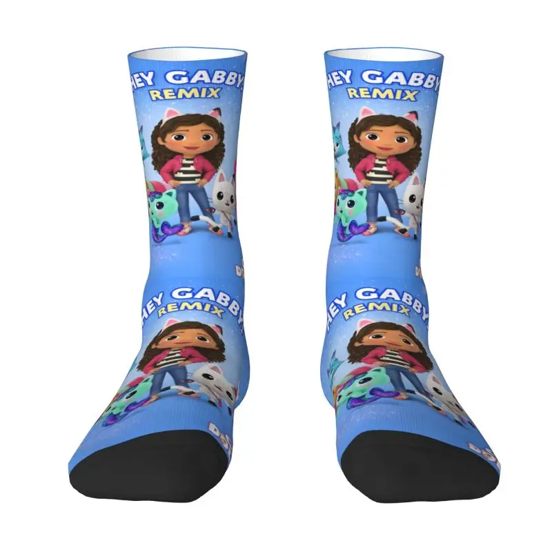 Funny Men's Gabby Cats Gabbys Dollhouse Dress Socks Unisex Warm Breathbale 3D Printed Pandy Paws Mermaid Crew Socks