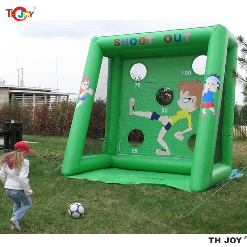 新しい楽しいインフレータブルペナルティシュートゲーム、インフレータブルサッカーターゲットゴールキックシューティングゲーム