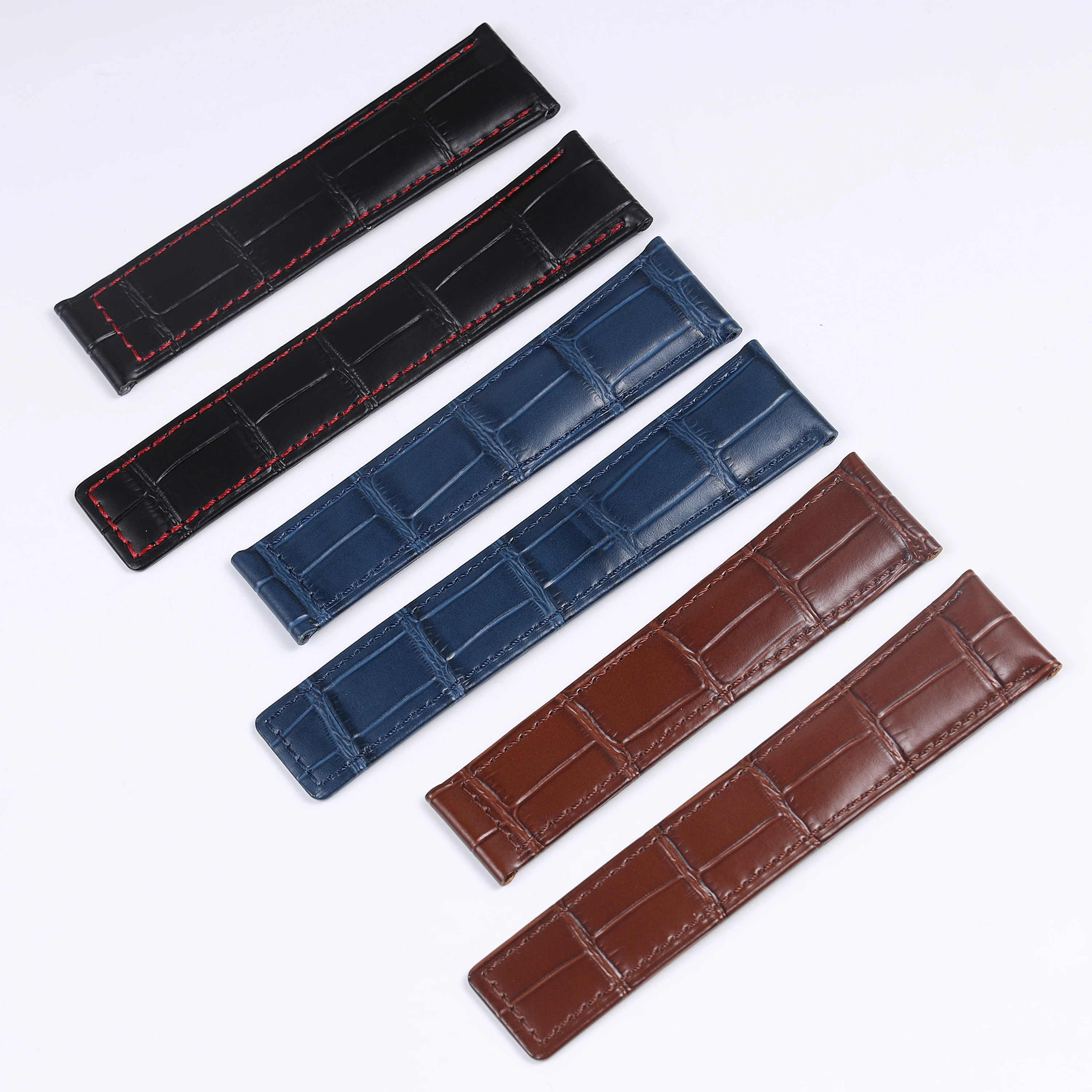 20mm 22mm 24mm straight end black brown blue genuine leather watchband for Tag Heuer women men wrist strap bracelet