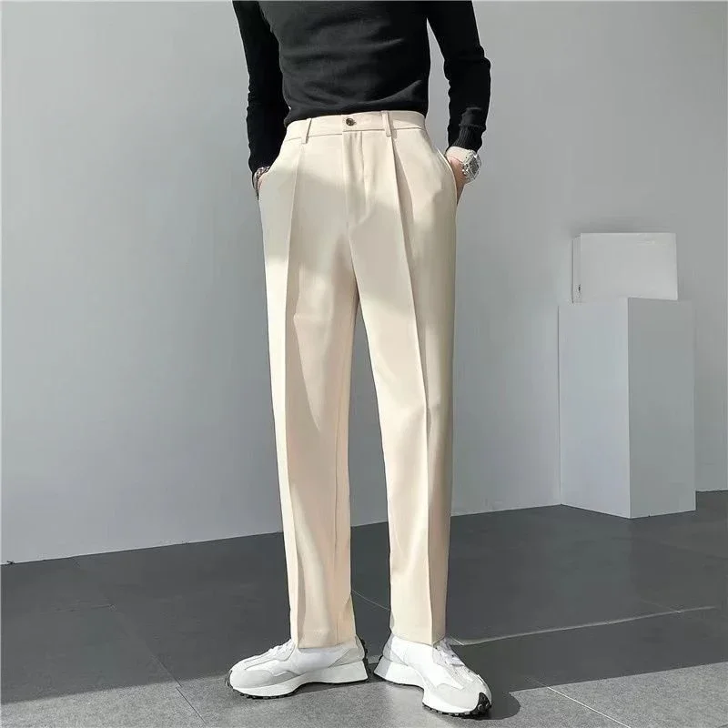 Work White Man Suits Pants Gray Trousers for Men Office Elegant New in Tailoring Korean Style Clothes Slacks Reviews Many Wear