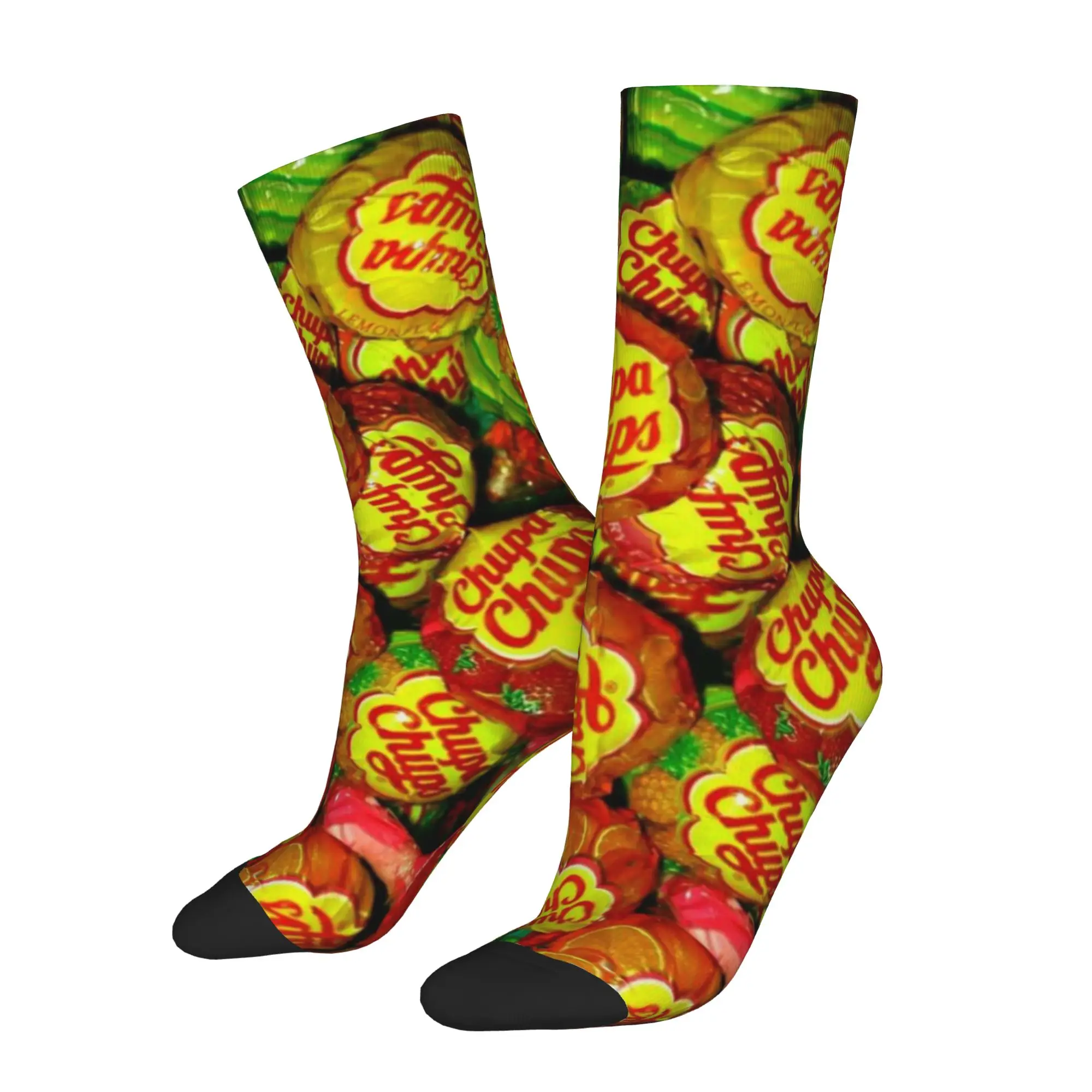 1 par de calcetines divertidos Chupa Chups, calcetines coloridos con patrón sin costuras de Hip Hop, calcetines estampados para hombre, calcetines novedosos para hombre