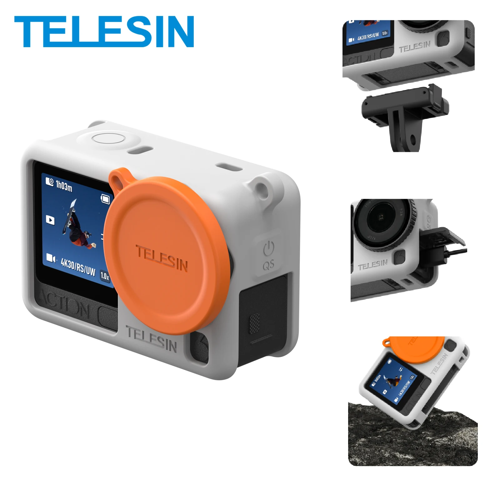 TELESIN Silicone Protective Case For DJI OSMO Action 6 Lens 