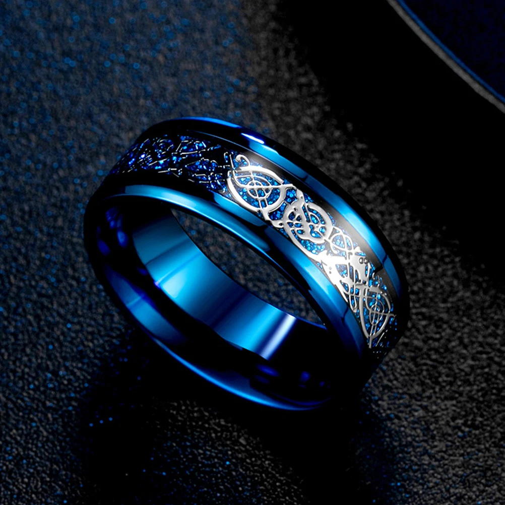 

Blue Ring Carbon Fiber Men Personality Cool Jewelry Mirror Polishing Finger Woman