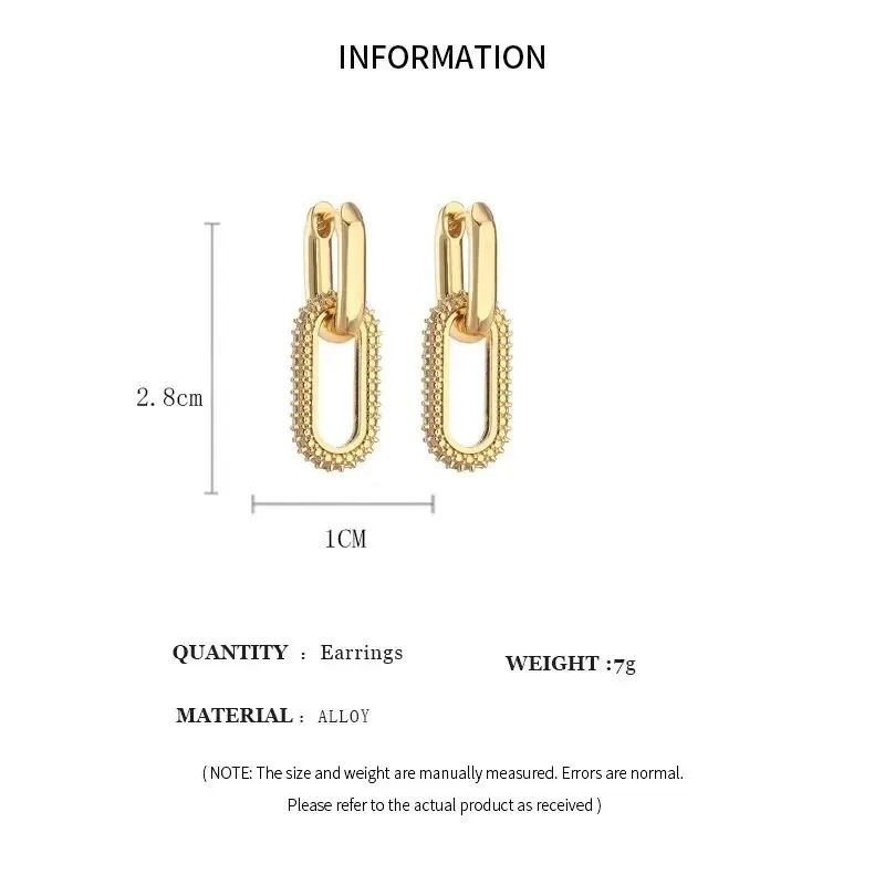 Orecchini pendenti con doppio anello con strass lucidi per le donne Moda retrò geometrica elltica orecchino leggero regalo di gioielli per feste di lusso  36