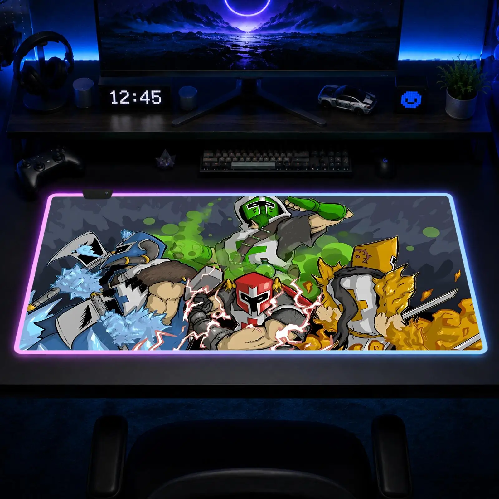 

Castlecrashers Mouse Pad Gaming Anime Mouse Pad XXL RGB Desk Mats LED Table Pads Backlit Rubber Desktop