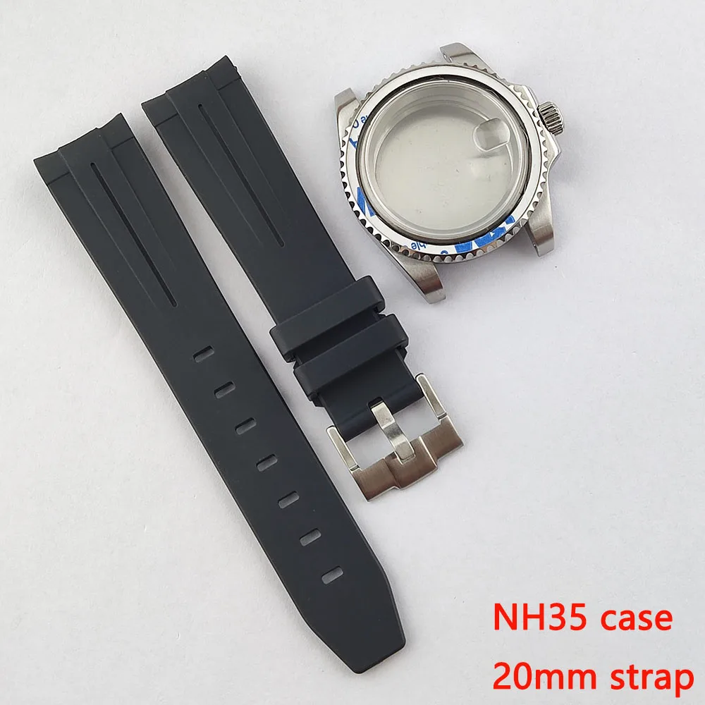 

20mm curved rubber strap Fit for NH35 case men's and women's waterproof watches 20mm rubber strap stainless steel case