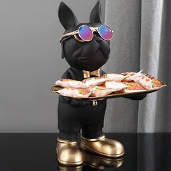 French Bulldog Sculpture Dog Statue with Tray and Keys Holder Storage Gift Home Decor Ornaments Rood Decor Animal Figurine
