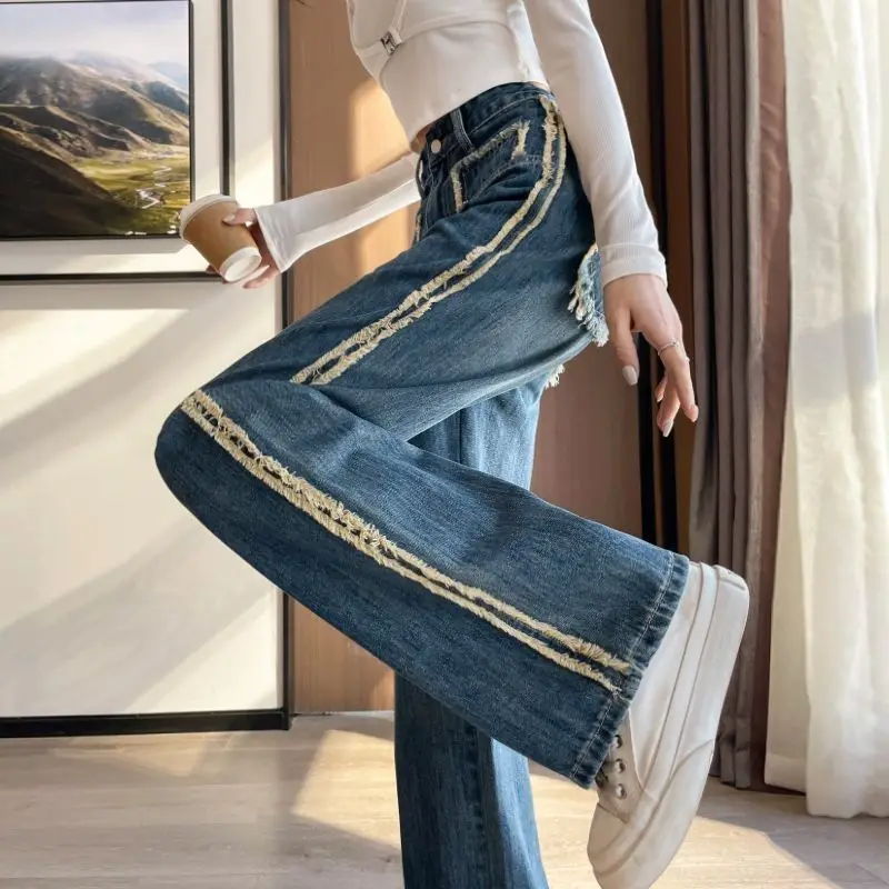 

2023 New Women's Jeans Ripped Slim Fit Fashion High Waist Streetwear Vintage Stretch Casual Denim Pants Jeans Woman Jeans S233