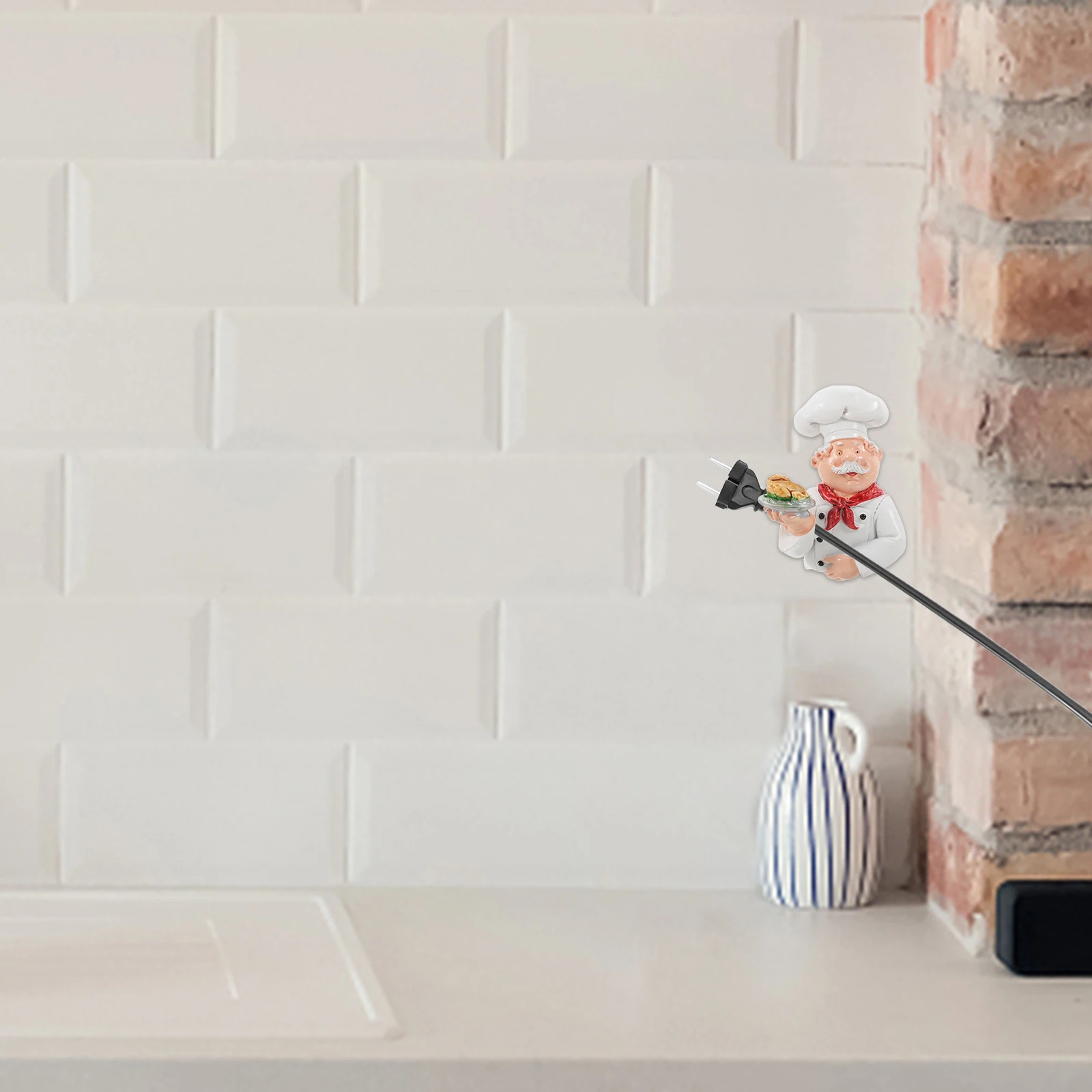 

Creative Chef Shaped Plug Key Hanger Strong Adhesive Multifunctional Kitchen Playroom Hook Organizer For Keys Cords