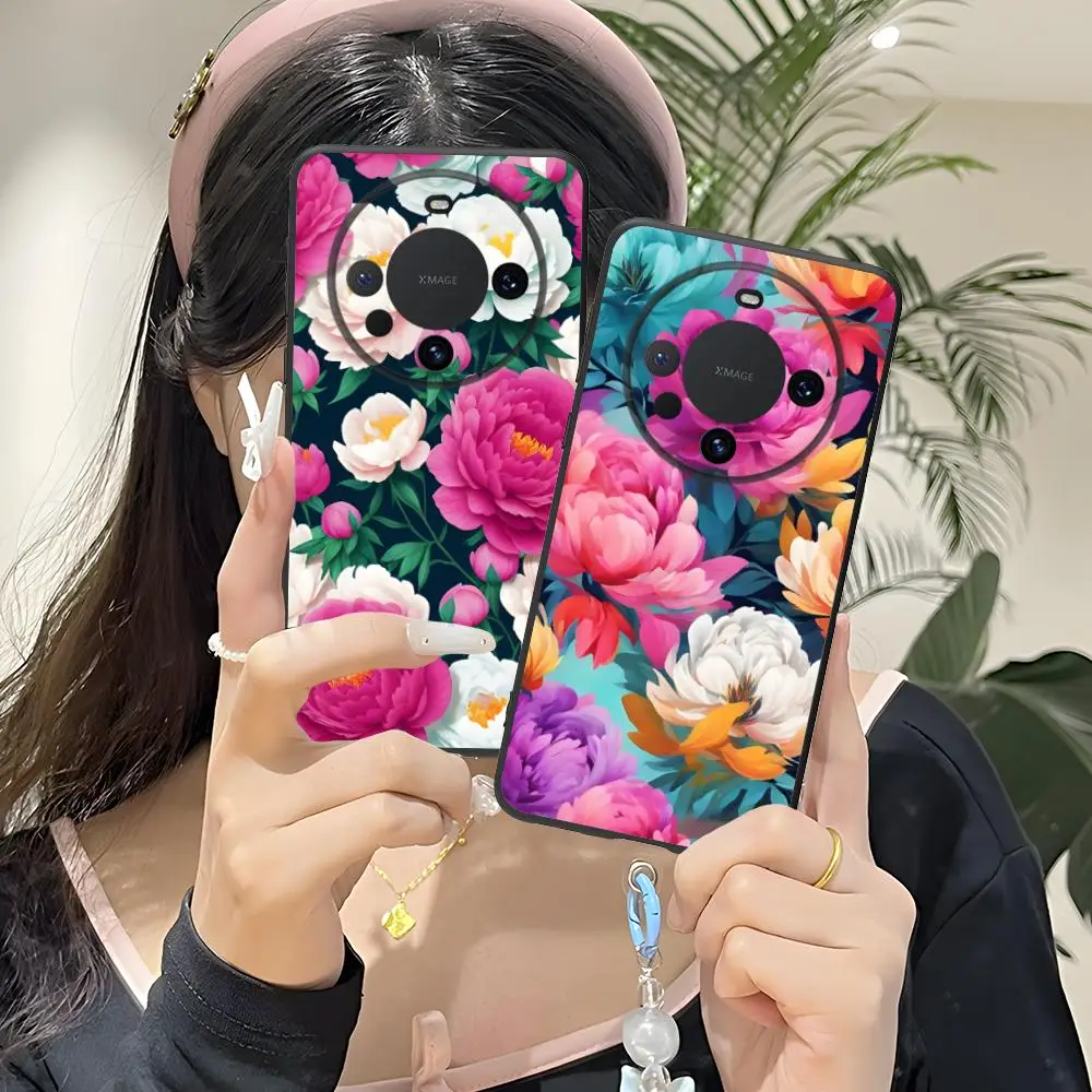 

Чехол для мобильного телефона с цветами пиона для Huawei Mate 60 50 40 30 20 10 Pro Plus Lite E 5G с цветной печатью, защитный чехол для мобильных телефонов
