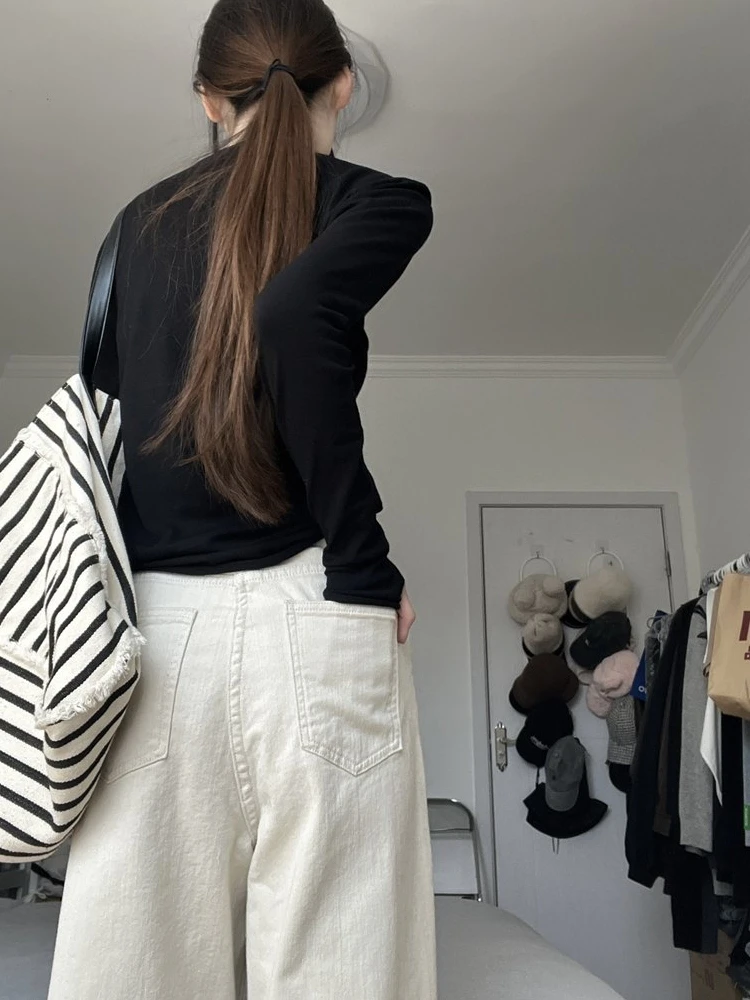 High Waist Wide Leg Jeans Women's Loose Fit Long Pants Floor Length Trousers Casual High Waist Pleated Loose Women Jeans